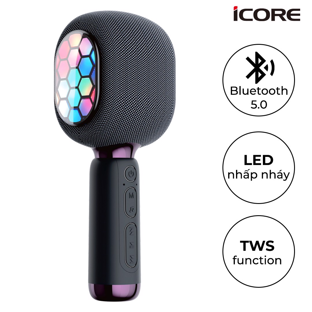 Micro Karaoke kèm loa Bluetooth iCore YM99 - Hàng chính hãng