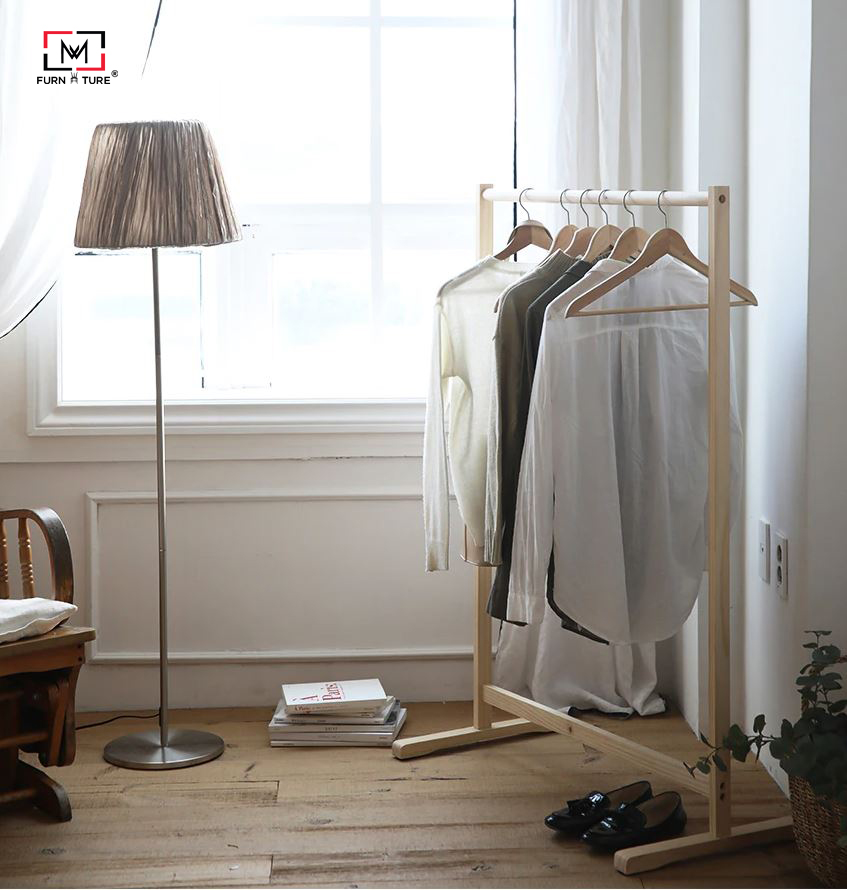 [ NGANG 86 ] GIÁ TREO QUẦN ÁO GỖ LẮP RÁP HÀN QUỐC MWFURNITURE - SINGLE HANGER NATURAL