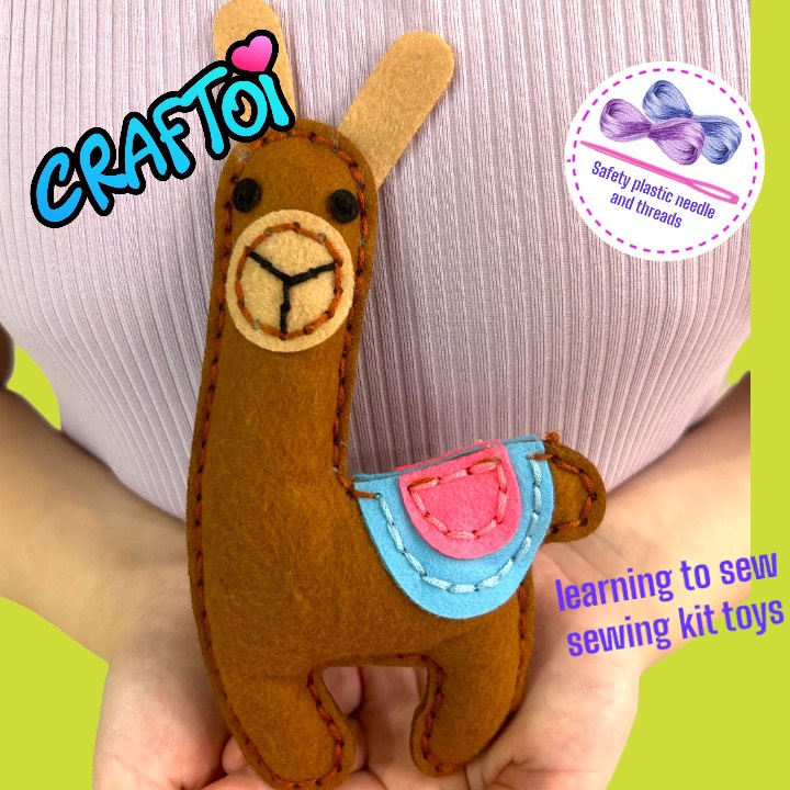 KIM NHỰA Bộ Thủ Công Trẻ Tự Làm Thú Bông 5+ LAMA NACHOS Craftoi Felt Sewing toy prepunched holes plastic needle