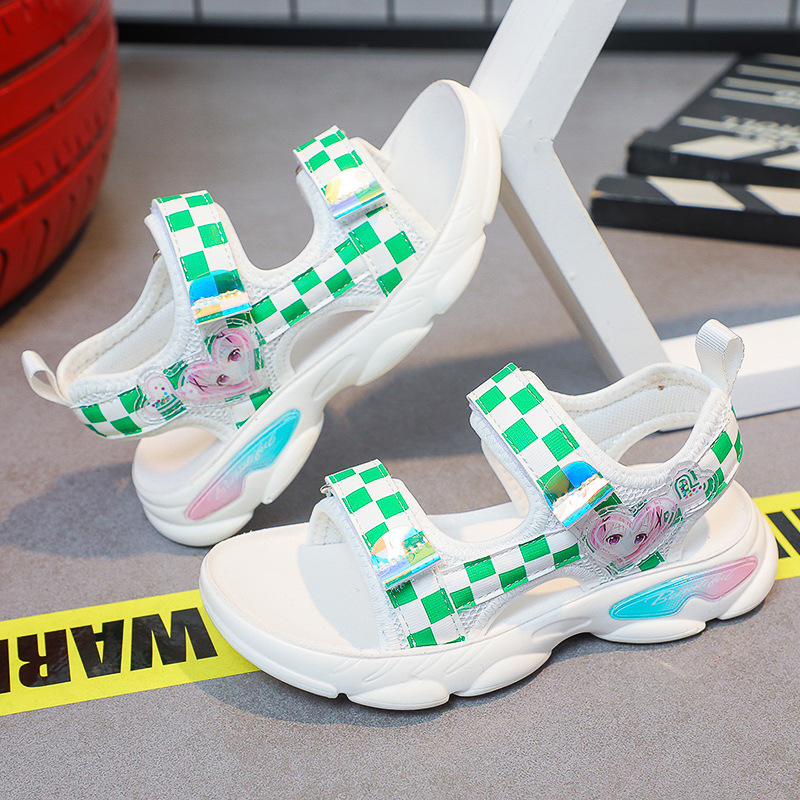 Sandal bé gái kẻ caro đế mềm họa tiết công chúa , xăng đan mùa hè  TTV104