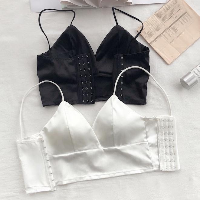 Áo bra satin lụa mềm - áo bra 2 dây bản to phi bóng có móc cài lưng CAO CẤP