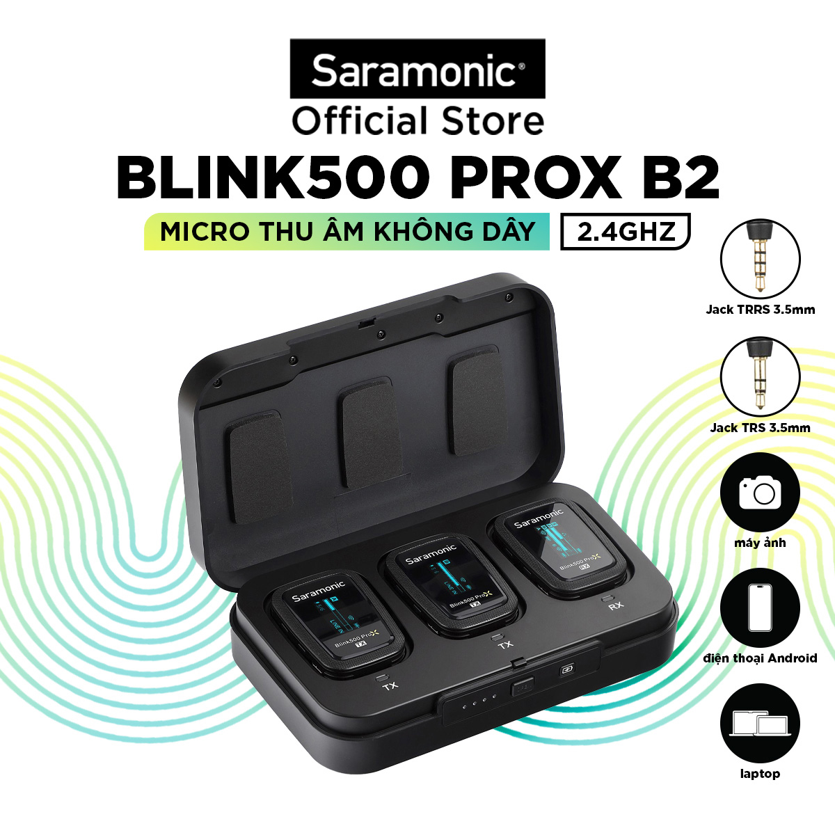 Micro Thu Âm Không Dây Saramonic Blink500 ProX B2 - Công Nghệ 2.4GHz - Độ Trễ 8ms -  Hàng Chính Hãng