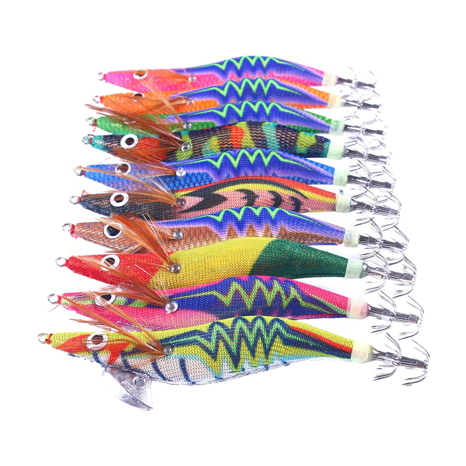 10x Luminous Squid Jig Hooks Squid Jig Lures Saltwater Fishing Lures