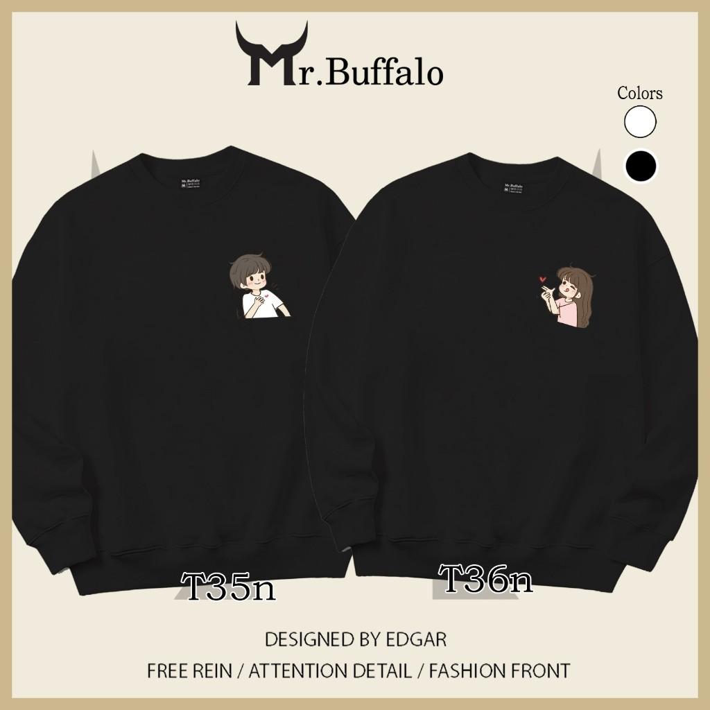 Áo Sweater cặp đôi nam nữ bắn tim dễ thương Mr.Buffalo - T36 Đen