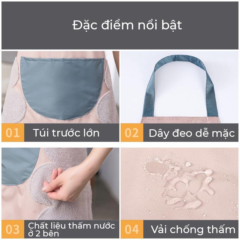 Tạp dề nấu ăn vải chống thấm nước, có túi đựng lớn và lau tay Cicico T012.