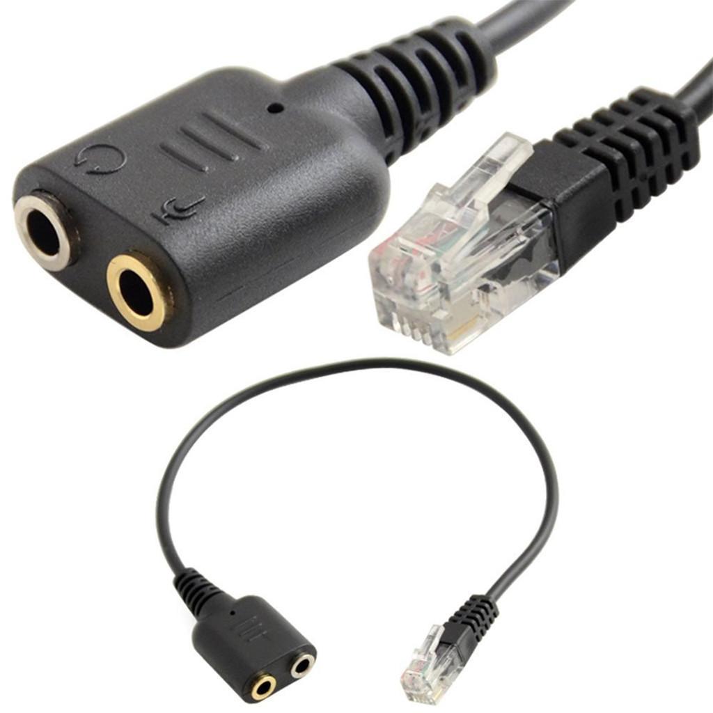 RJ9 Male to 2x 3.5mm Female Headset Phone MIC Audio Splitter Adapter Cable + 3.5mm Male To 2 Female Audio Jack Earphone Headphone 2 Way Splitter Adapter