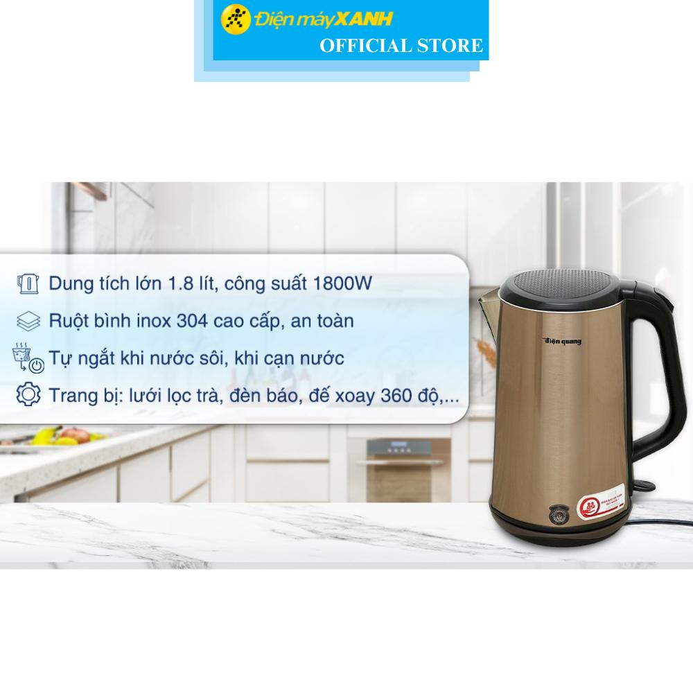 Bình đun siêu tốc Điện Quang 1.8 lít ĐQ EKT08 1818 GO - Hàng Chính Hãng