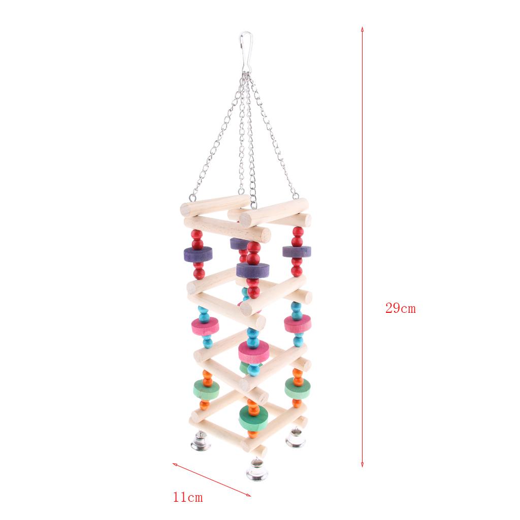Bird Parrot Wooden Stand Perches Toy Hanging Swing Ladder Climb Chewing Toy