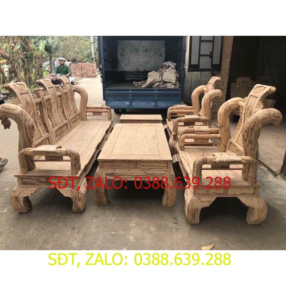 Bộ bàn ghế giả cổ tần thủy hoàng gỗ mun da báo