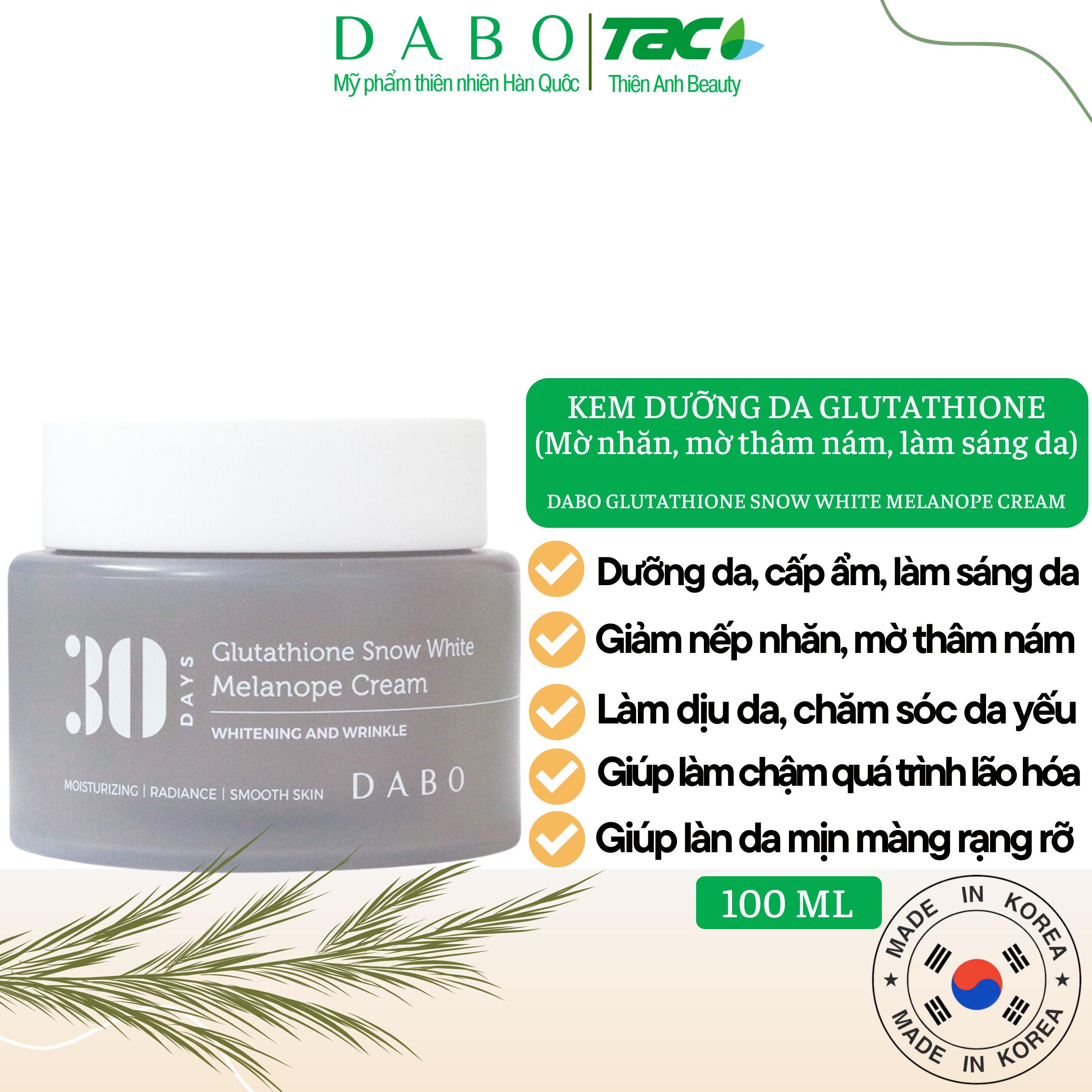 DABO Kem dưỡng da Glutathione Snow White - DABO Glutathione Snow White Melanope Cream 100ml Hỗ trợ dưỡng ẩm sâu, làm sáng da, làm giảm nếp nhăn, tăng đàn hồi cho da