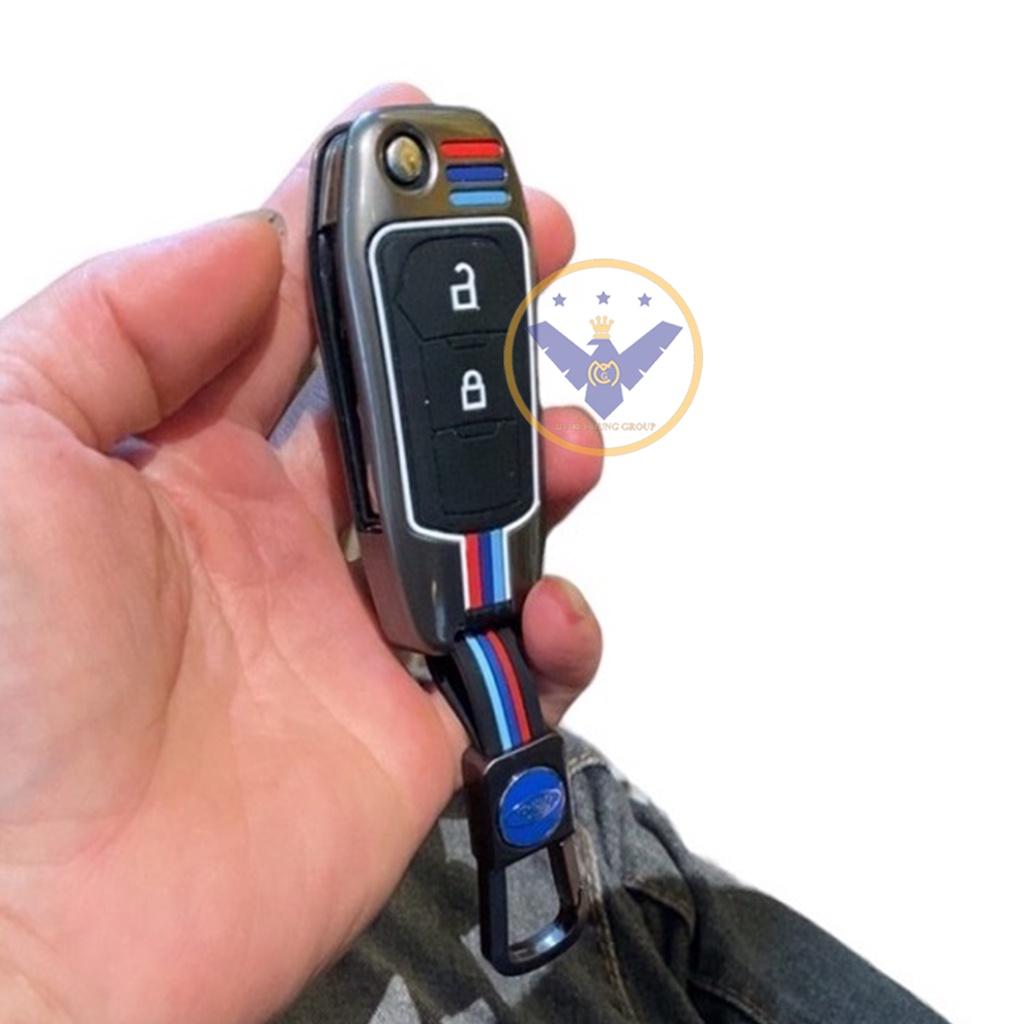 Ốp chìa khóa titan cao cấp cho xe Ford Ranger, XLS, XLT, Wildtrak - chìa thông minh Smartkey bản 2 nút