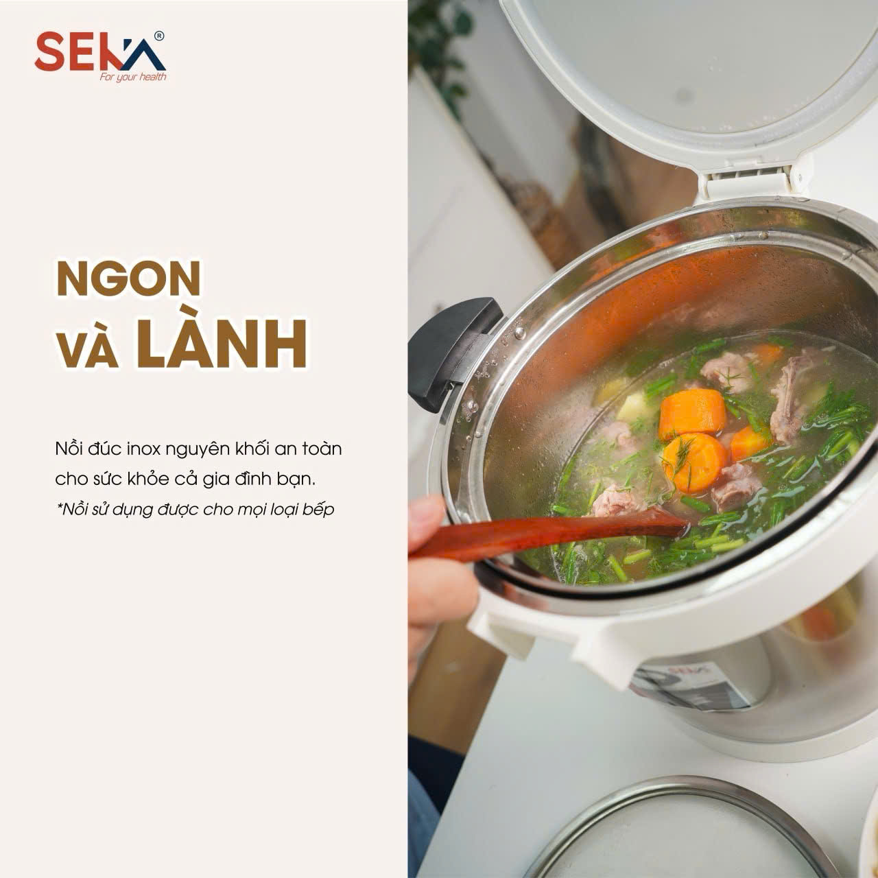 Nồi Ủ Chân Không SEKA SK6630 Dung Tích 7L inox304 Giữ Nhiệt Đến 24h Siêu Tiết Kiệm Nhiên Liệu - Hàng Chính Hãng