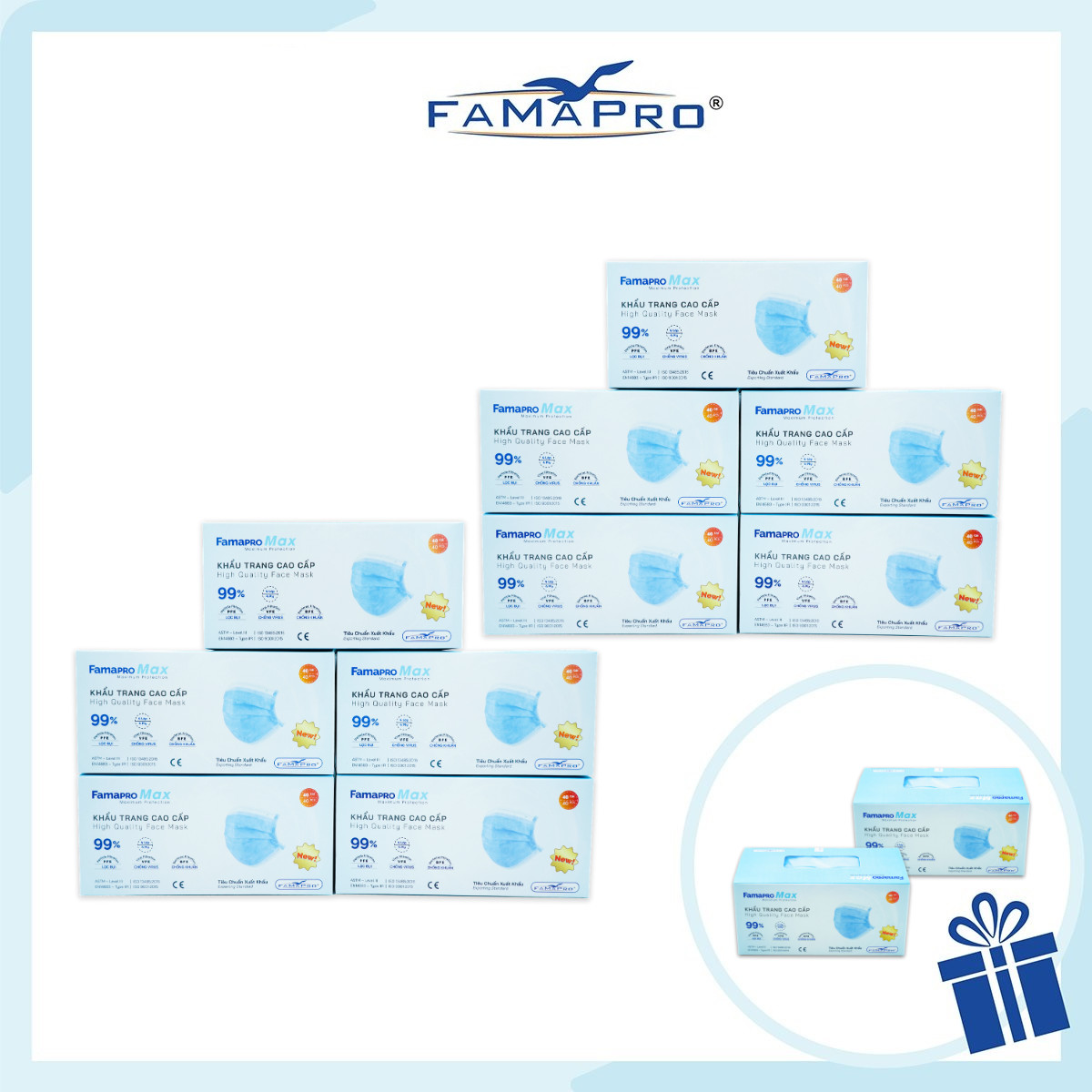 - Khẩu trang y tế kháng khuẩn 4 lớp Famapro Max - COMBO 10 HỘP