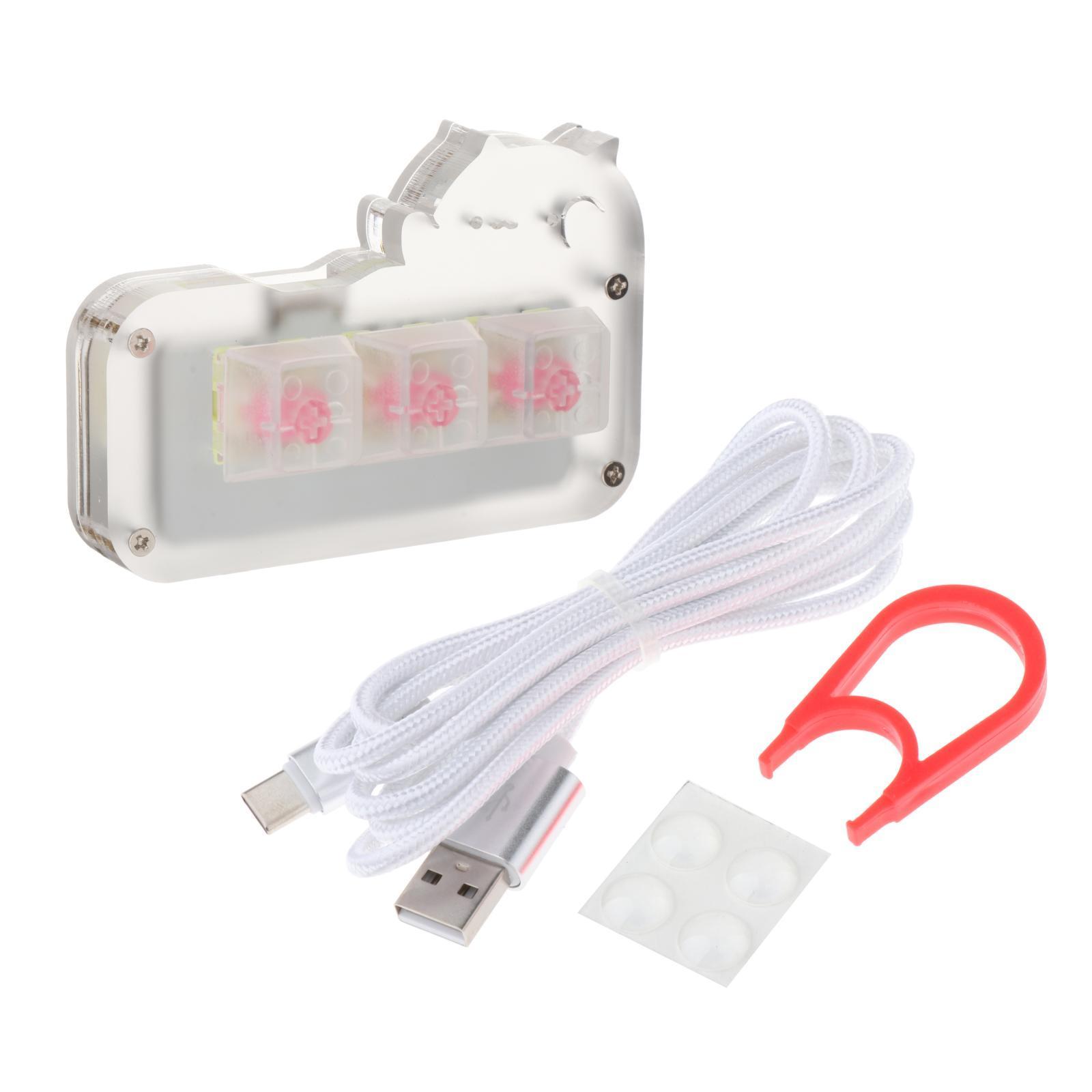 Mini 3 Key Game Keypad RGB LED Backlit Transparent Keycap