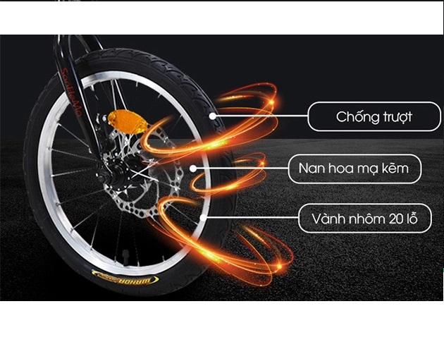 Xe đạp gấp gọn thay đổi tốc độ khung siêu nhẹ 14inch, xe đạp thể thao dành cho mọi lứa tuổi nhiều chế độ đạp, phanh đĩa cơ tăng tính an toàn cao