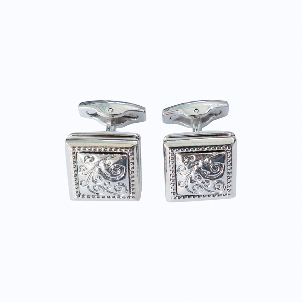 Khuy măng set, cufflinks măng set-Khuy măng set cài áo cho nam  màu trắng kim MSTK018