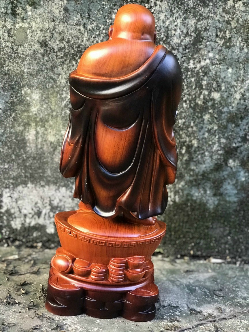 Tượng phật di lặc chúc phúc gỗ hương tô mầu giả cổ kt 60×24×15cm