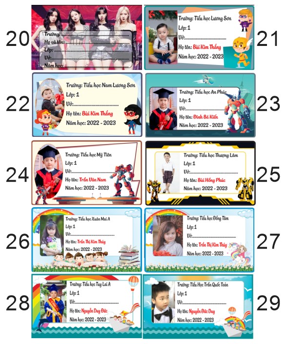 Set 10 Nhãn Vở in nội dung theo khách hàng