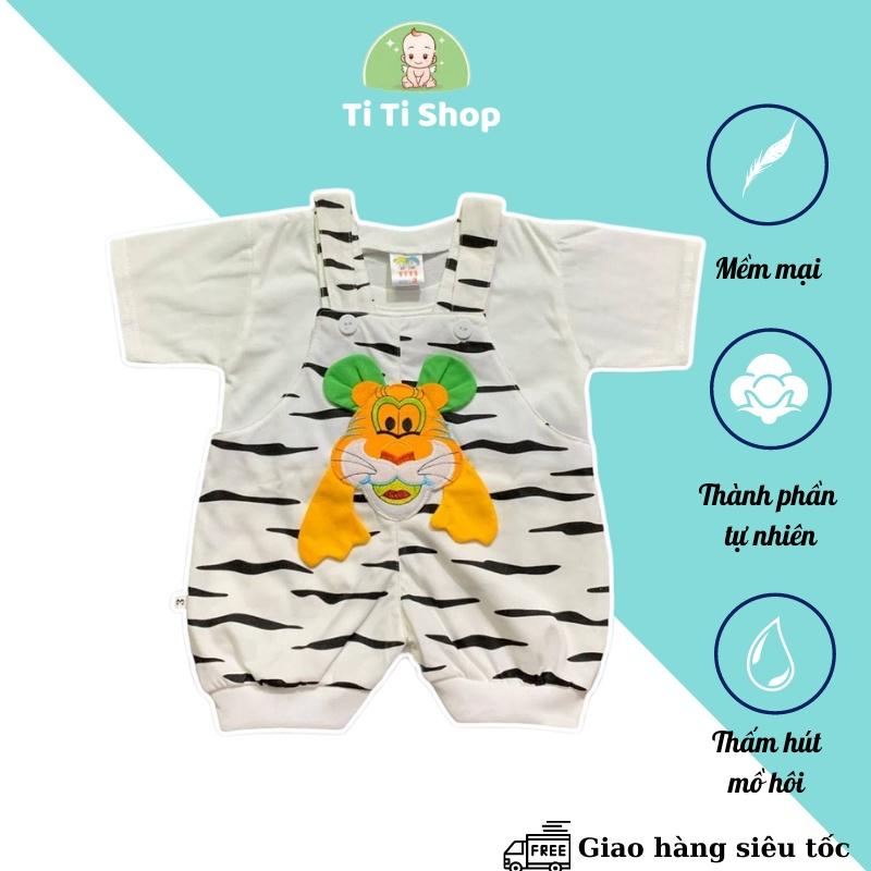 Set áo yếm trẻ em sơ sinh thêu hình con hổ - trắng - dành cho trẻ 3 - 9kg