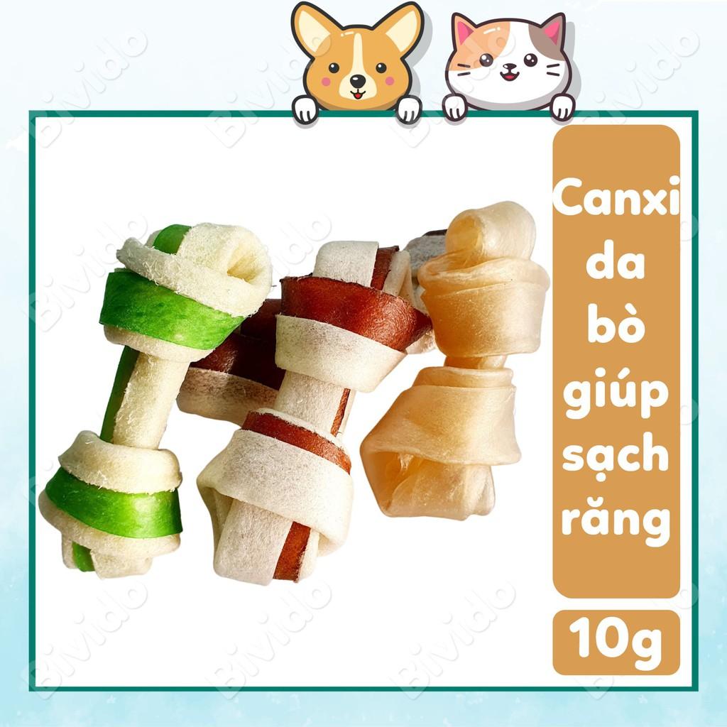 Xương canxi da bò 100% cho chó giúp sạch răng không cắn phá đồ đạc 6cm - Bivido