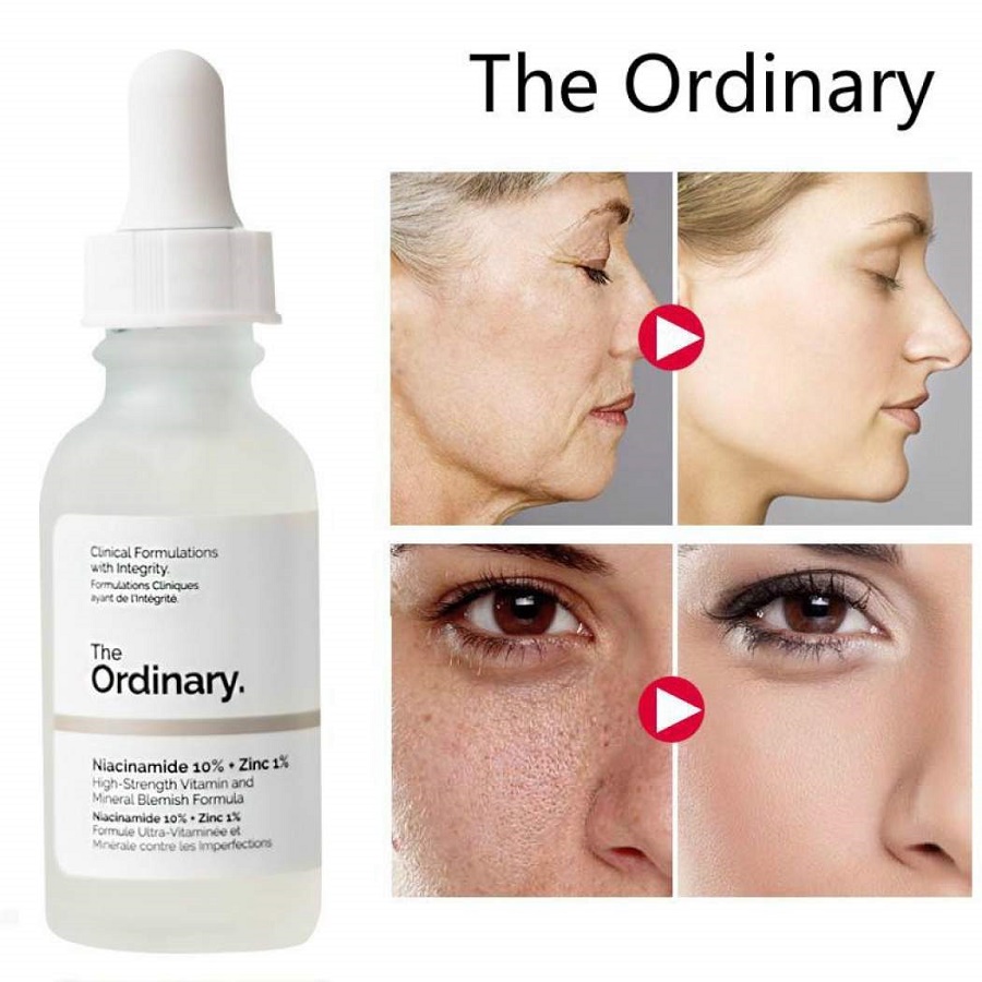 Tinh chất giảm mụn và vết thâm, se khít lỗ chân lông, trắng sáng da The Ordinary Niacinamide 10% + Zinc 1% (30ml) + Tặng 1 mặt nạ sủi bọt Su:m 37 Đen