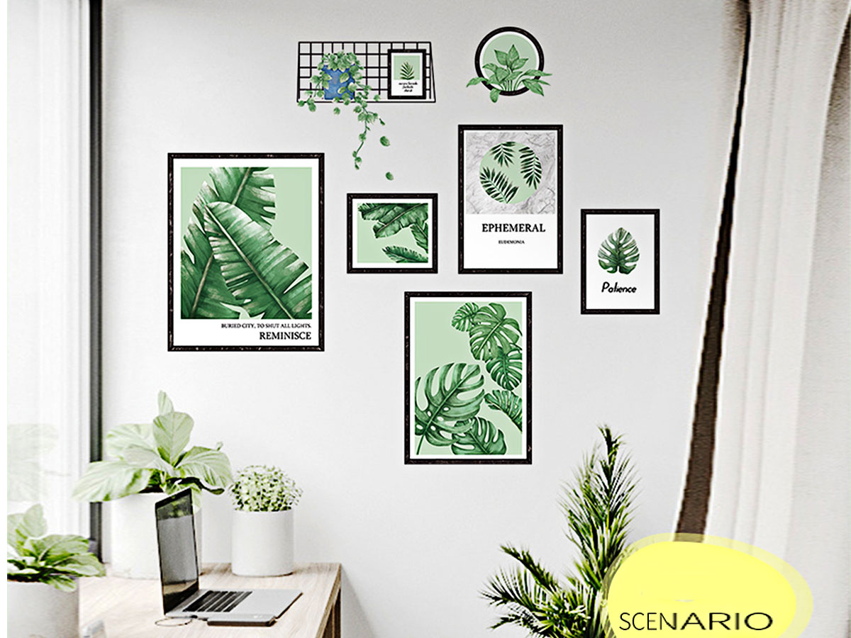 DECAL KHUNG ẢNH LÁ XANH