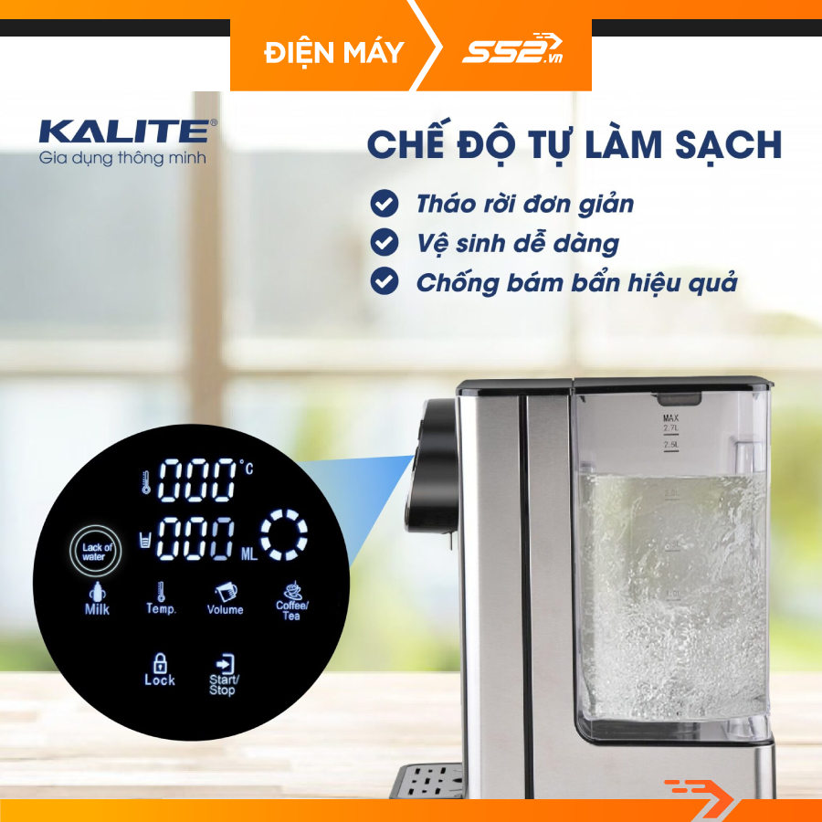 Bình thuỷ điện Kalite KL 888 dung tích 2,7L, bình pha trà pha cafe có lọc nước RO - Hàng chính hãng