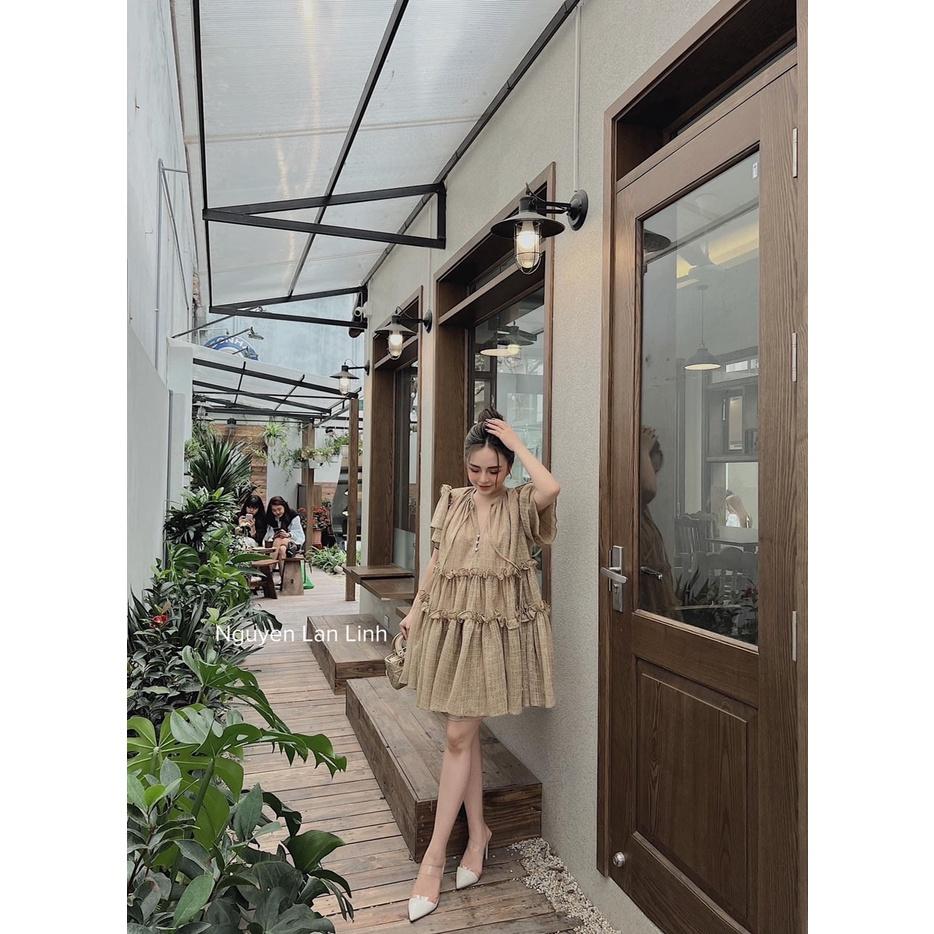 ĐẦM ĐI CHƠI, ĐẦM BABYDOLL TẦNG NƠ TAY NGẮN CỔ KIỂU CỰC XINH LUN Ạ