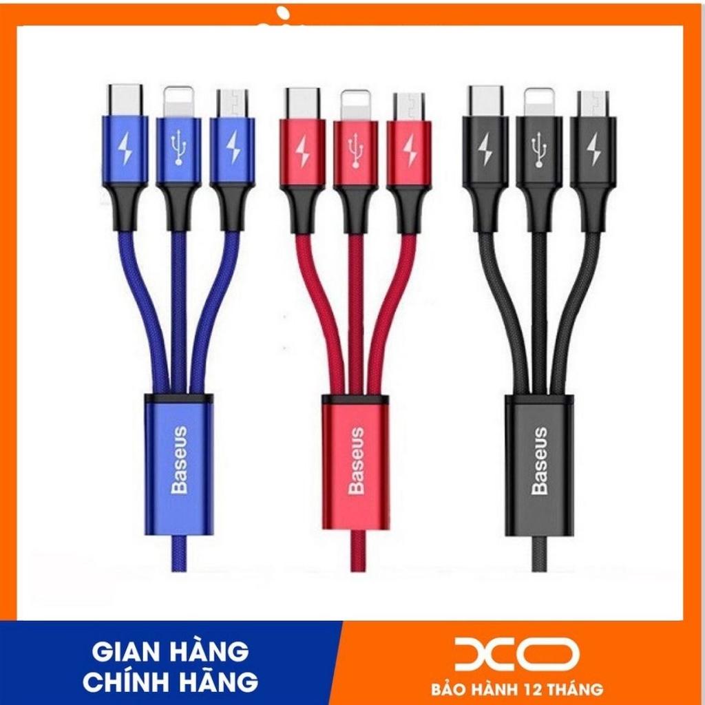 Dây Sạc điện thoại 3in1 gồm microUSB, Type-C siêu bền | Đầu Bọc Dù đa năng mã sản phẩm LY460