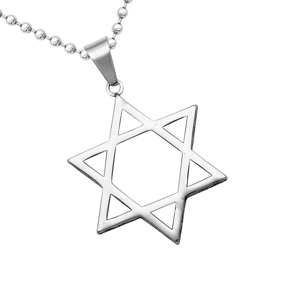 2X Men's Stainless Steel Star Of David Pendant Necklace Chain 20" Silver