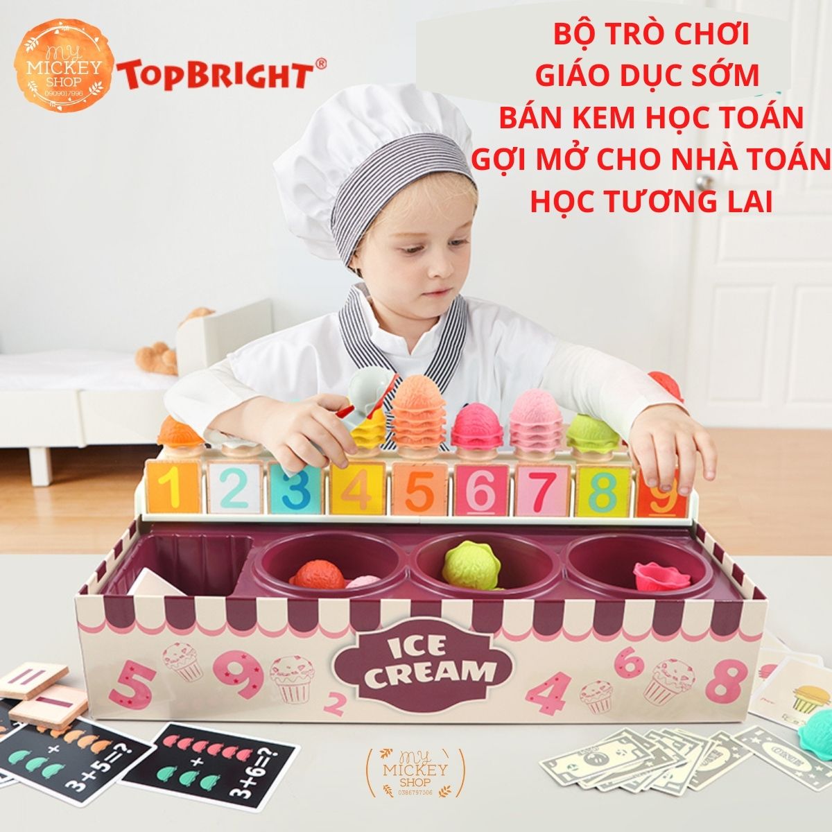 Bộ đồ chơi giáo dục sớm BÁN KEM HỌC TOÁN ICREAM MATH &amp; LOGIC cho bé từ 4 5 6 tuổi