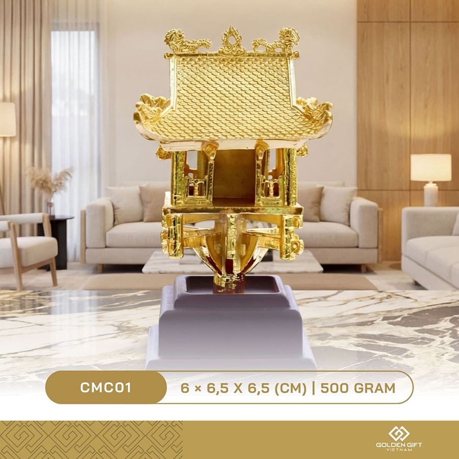 Mô hình Chùa Một Cột mạ vàng 24K - Quà lưu niệm Thủ đô Hà Nội