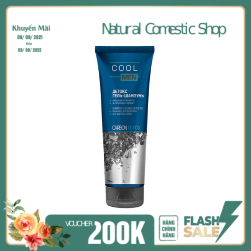 Tắm gội Cool Men 2in1 detox than tre hoạt tính giúp làm sạch tóc và cơ thể  250ml