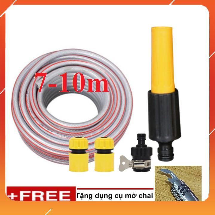 Bộ dây vòi xịt bơm nước tưới rửa , tăng áp 3 lần, loại 7m, 10m 206622-5 cút sập,nối đen + mở chai