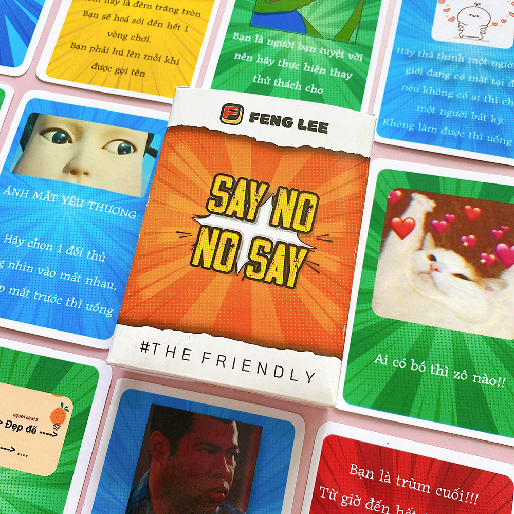Bài drinking game SAY NO NO SAY boardgame trò chơi hội nhóm cho cuộc vui bùng nổ 72 lá bài chống thấm nước
