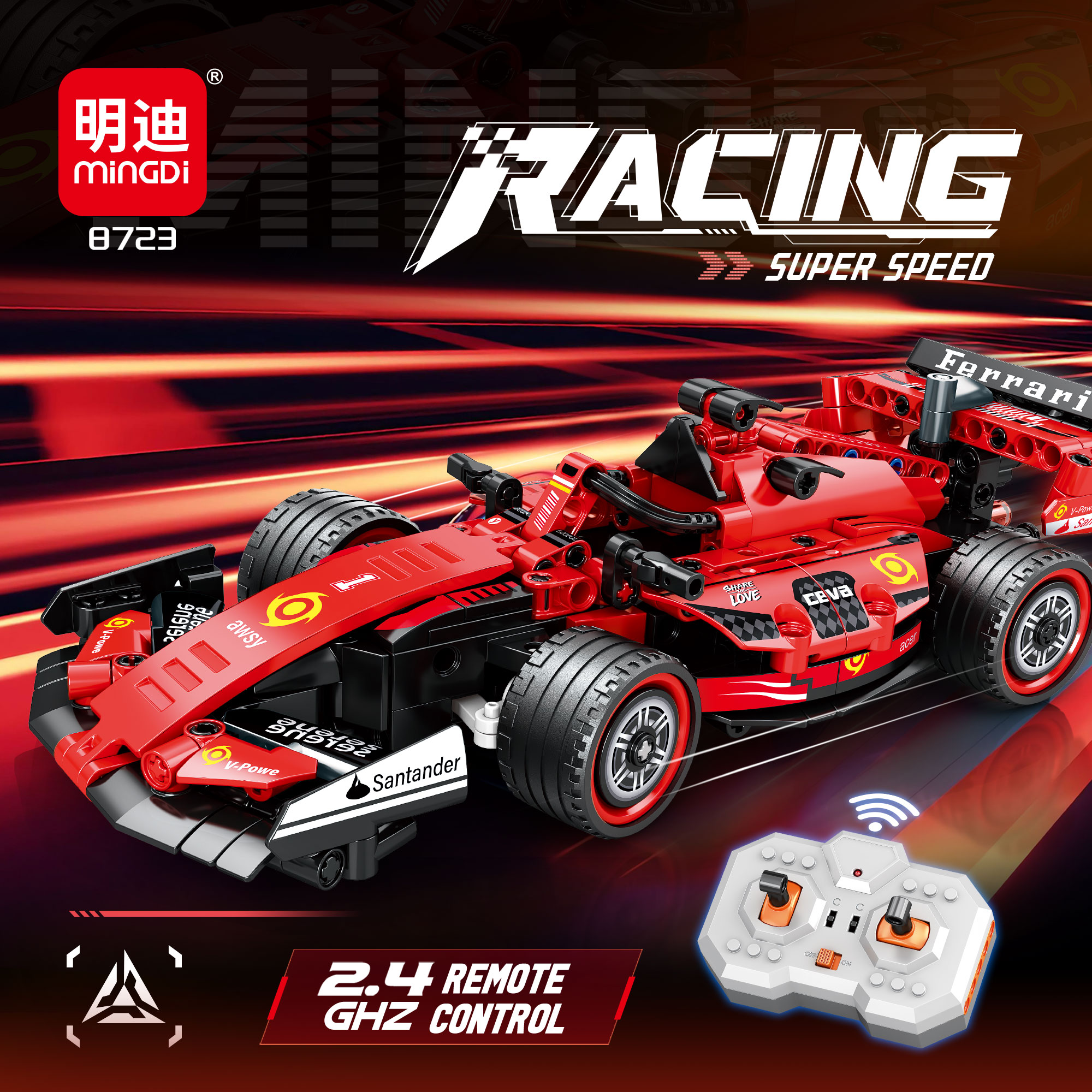 MINGDI - 8723 - Lắp Ráp Xe Đua Công Thức 1 Điều Khiển Từ Xa Tỉ Lệ 1:24 (315 Chi Tiết)