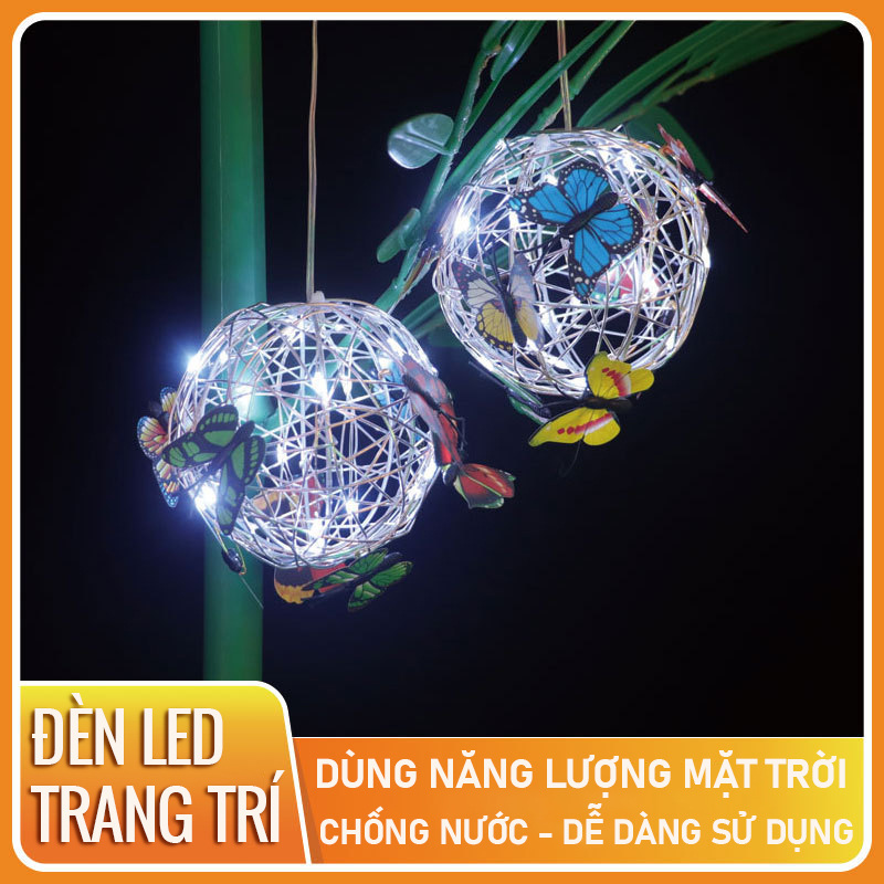 Đèn năng lượng mặt trời trang trí sân vườn bướm treo cây, ấn tượng - K1513
