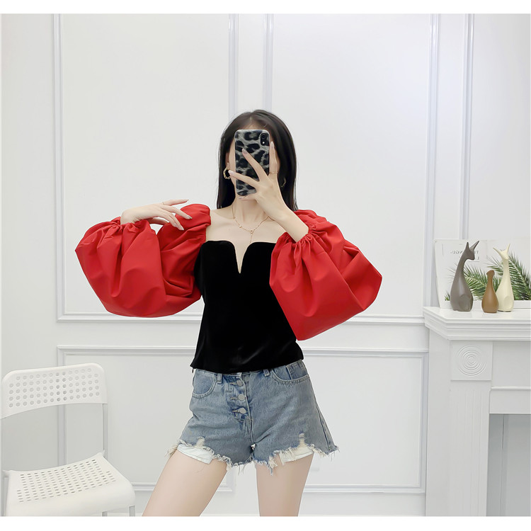Áo kiểu cổ V tay phồng - A05S