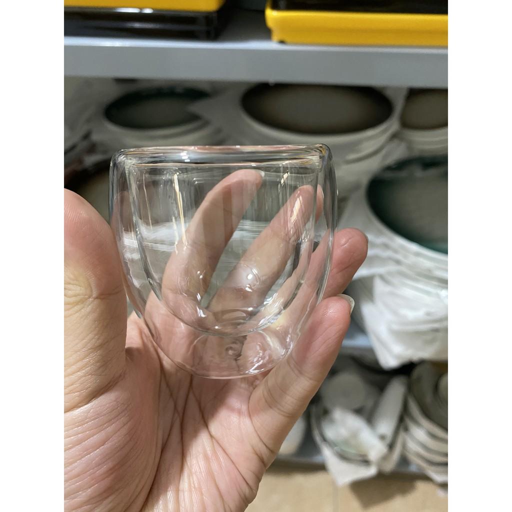 Cốc trà 2 lớp 80ml thủy tinh chịu nhiệt k chì cao cấp xuất khẩu Borosilicate, chịu nhiệt 150 độ C k nứt vỡ