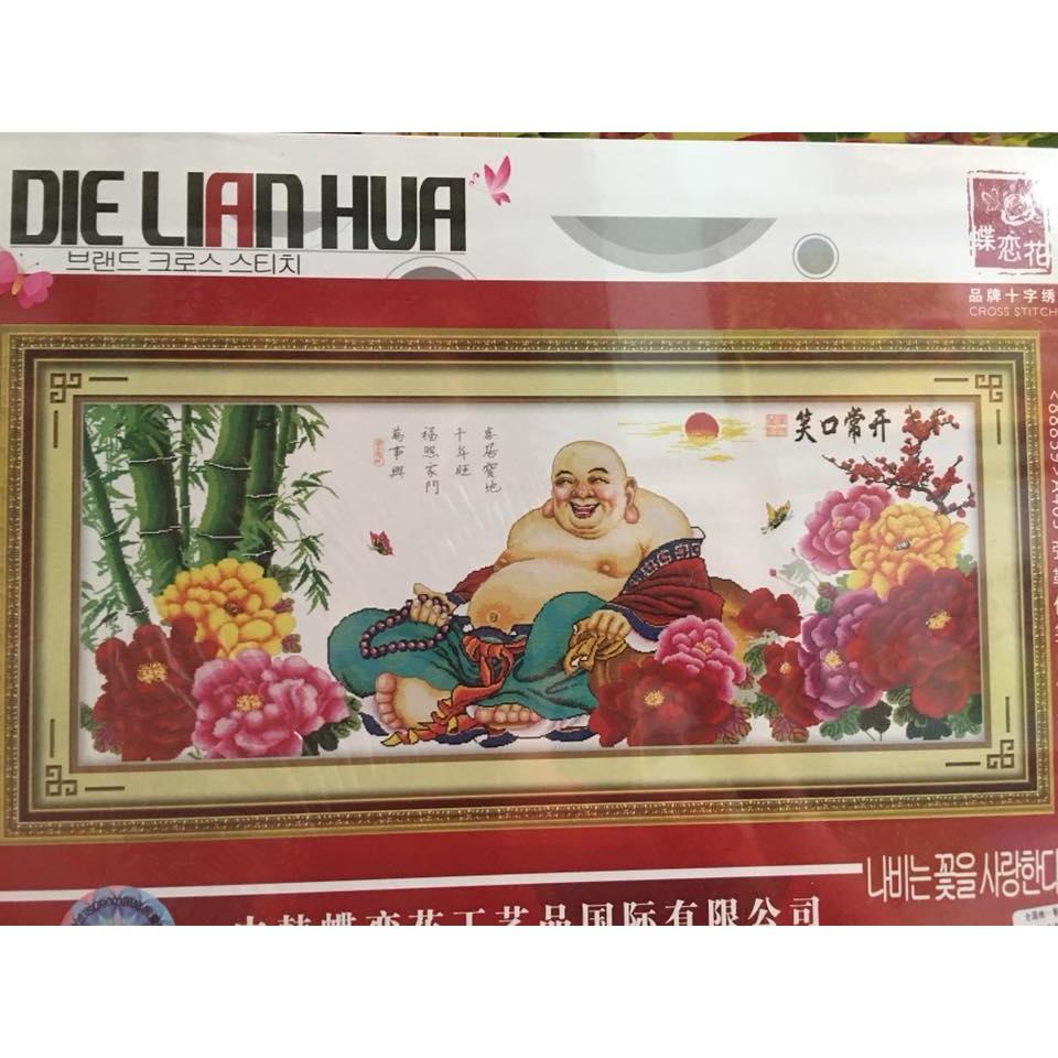 Tranh thêu chữ thập phật di lặc DLH- YA405- Kích thước: 164x70- Kho Tranh Đồng Nai