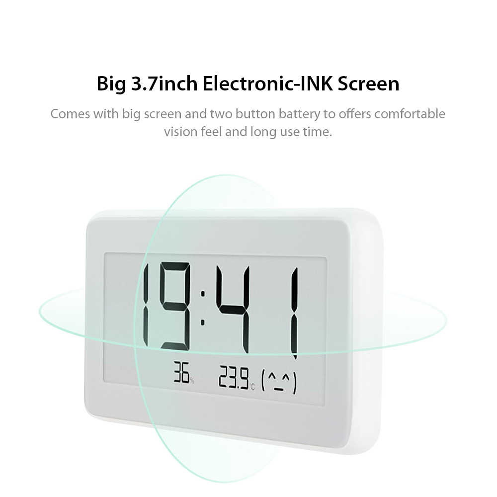 Original Xiaomi Mi Multifunctional Digital Clock Electronic-INK Screen Temperature Humidity Sensor BT Wireles - White