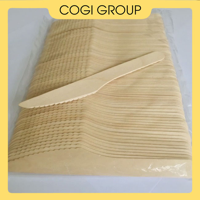 100 cái Dao Gỗ dùng một lần 16cm, dùng cho thức ăn take away