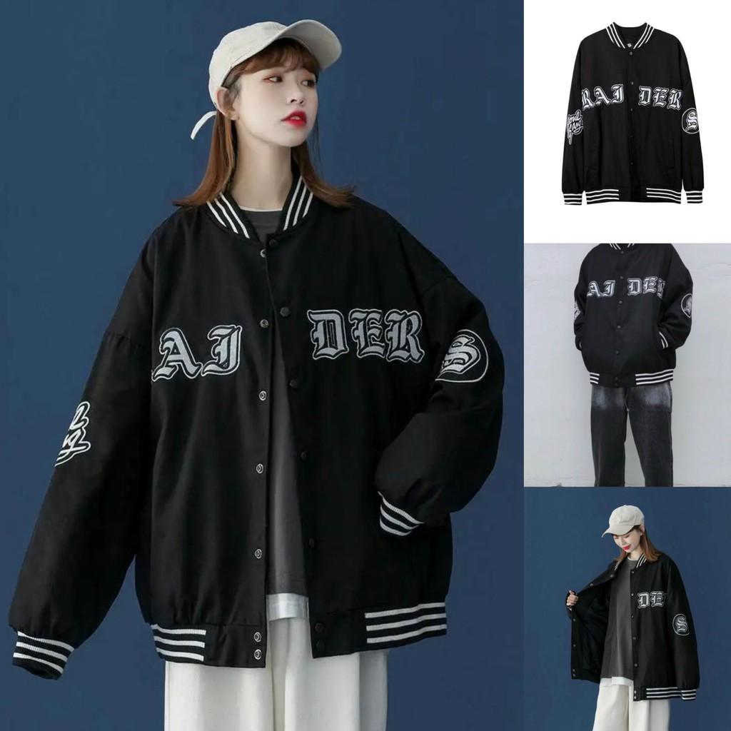 Hình ảnh Áo Khoác Dù Nam Nữ Unisex - Áo Khoác Jacket Bombers RAJDER Màu Đen Siêu Hot (có form rộng XL)