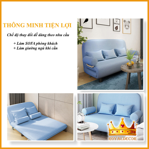 Ghế Sofa Giường Gấp Gọn Và Mở Ra Thành Giường, Sofa giường Ghế Gập Thành Giường Chân Trụ Khung Thép Chắc Chắn - Royaldecor