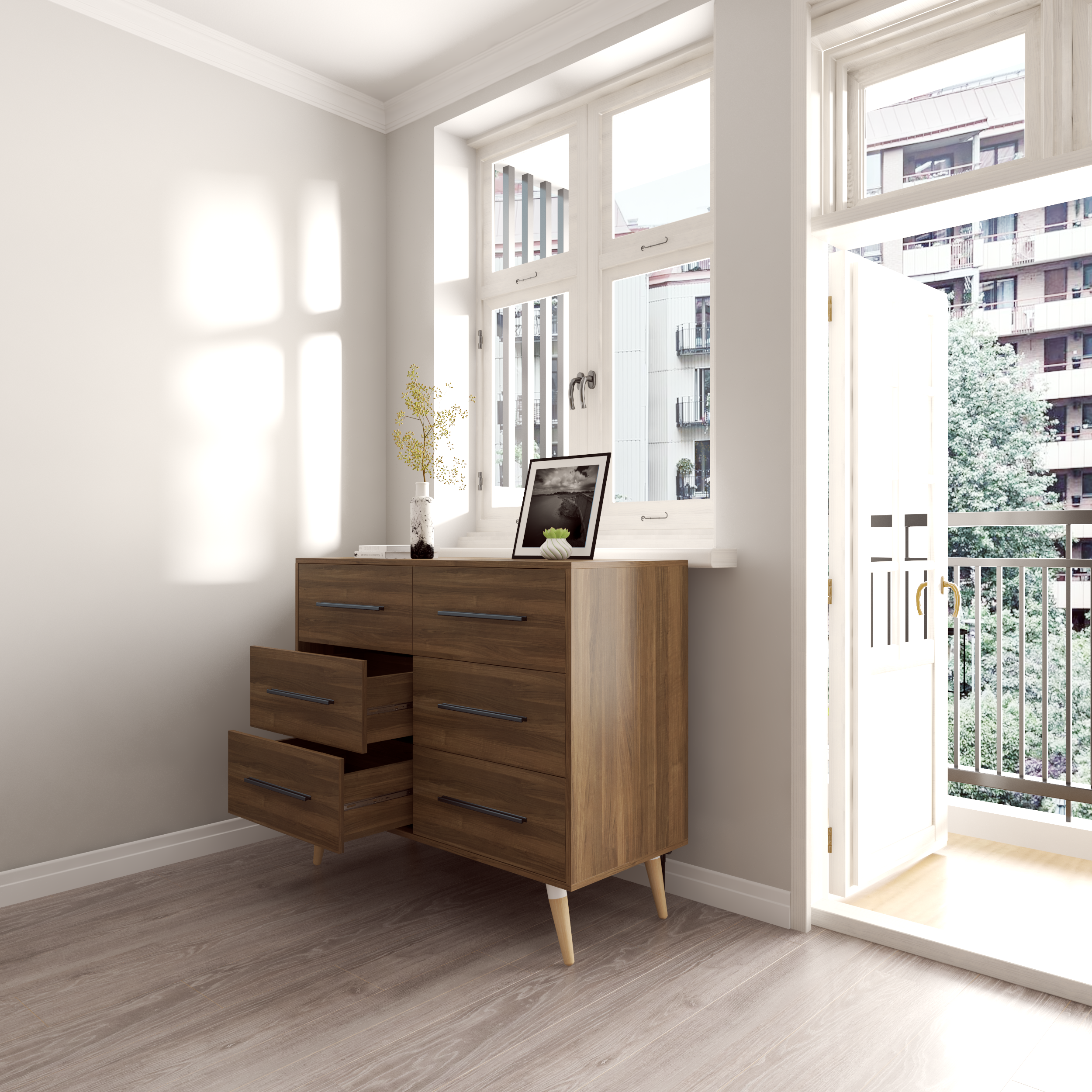 [Happy Home Furniture] OSRI, Tủ đựng đồ 6 ngăn - chân gỗ chéo ,  120cm x 50cm x 100cm ( DxRxC), THK_026