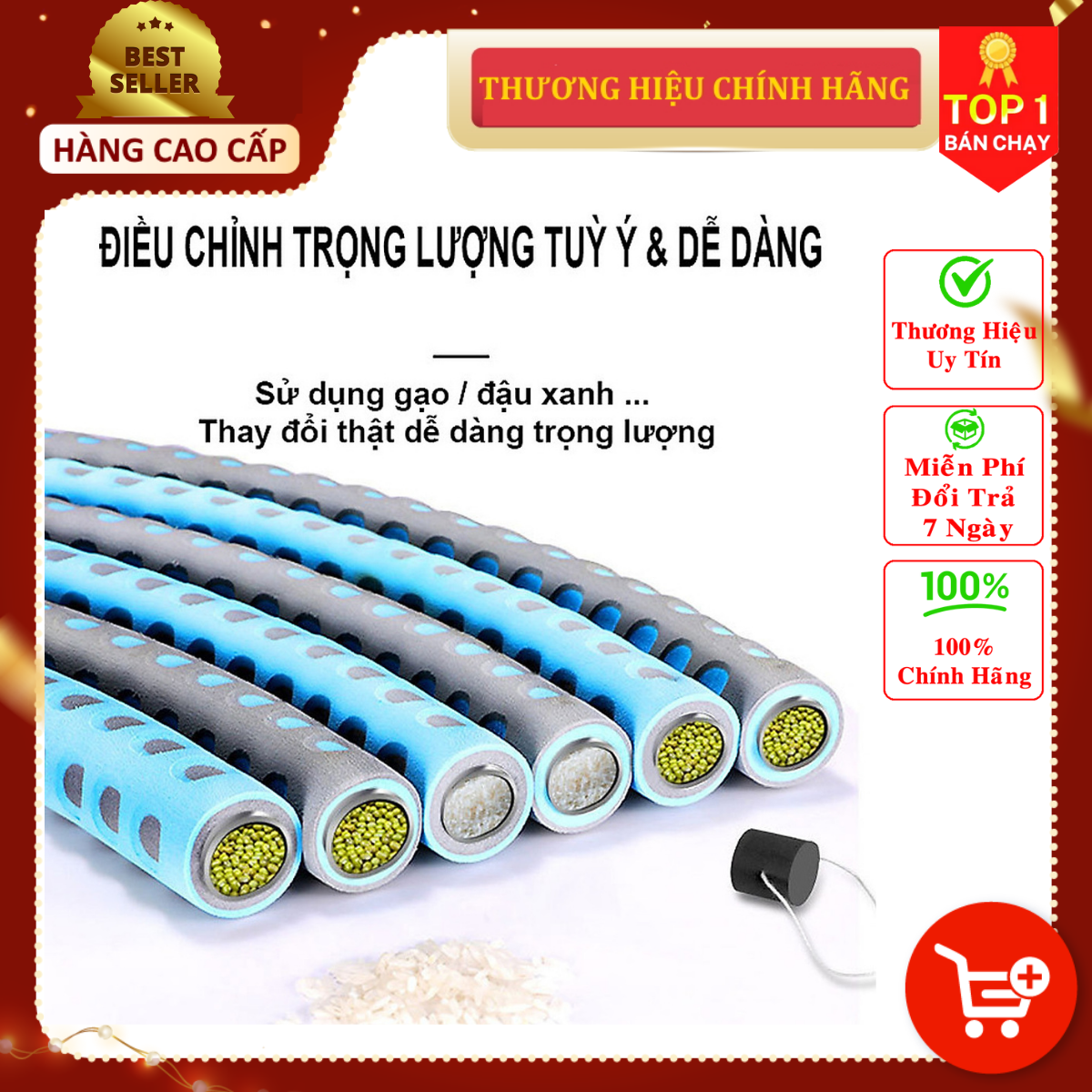 Vòng Lắc Eo Ống Thép Mọc Mút Xốp Lắp Ghép Cao Cấp Chính Hãng DoDoDios - Vòng Lắc Eo Giảm Mỡ Bụng Ống Thép Bọc Mút Xốp - Tùy Chỉnh Độ Nặng