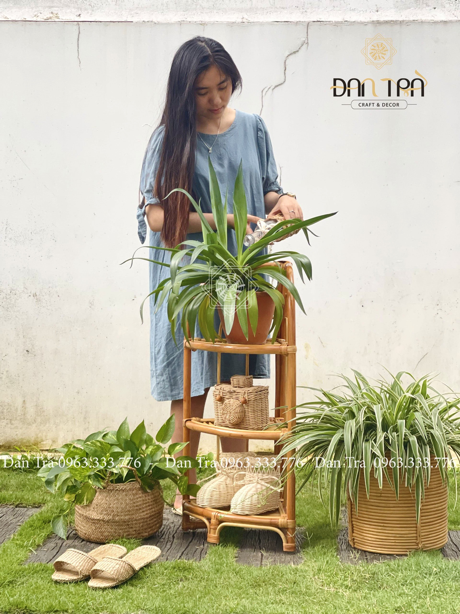 Kệ Mây Góc Trang Trí, Kệ Mây Decor Phòng Khách, Kệ Tủ Đựng Giày Dép ĐAN TRÀ