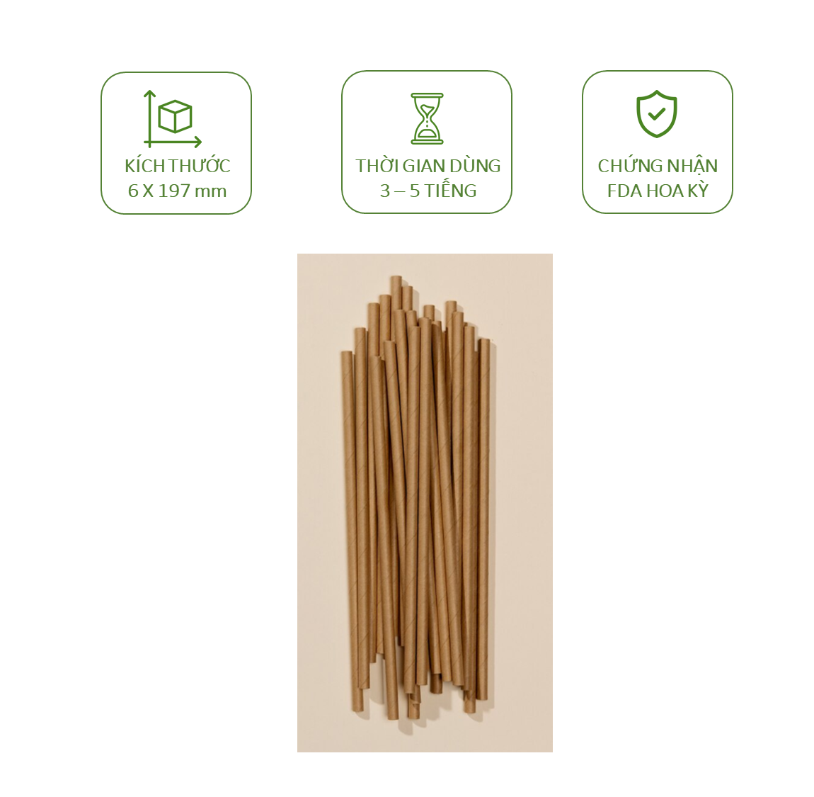 100 ống hút giấy 3 lớp phi 7 x 197mm, bọc màng, không bọc màng, màu trắng, nâu kraft, party Giáng Sinh Noel, Lễ, Tết
