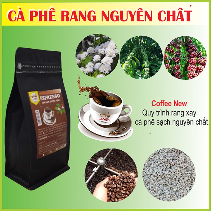 Cà Phê ESPRESSO - Trọng Lượng 200g, 500g, 1kg - Rang Mộc Nguyên Chất - Phù Hợp Pha Máy - Hương Thơm Hảo Hạng, Hậu Đậm, Vị Đắng Vừa - Coffee New