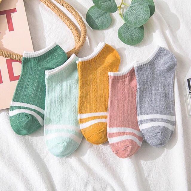 Combo 10 Đôi Tất/Vớ Cotton Nữ Thấp Cổ Style Hàn Quốc/Tất Mặt Cười/Vớ Bò Sữa/Tất Cổ Voan/Tất Trơn/Vớ Hoa/Vớ Bàn Chân